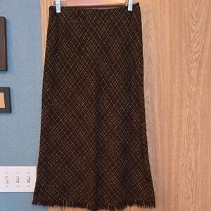 Chic Tweed Midi Skirt in Brown